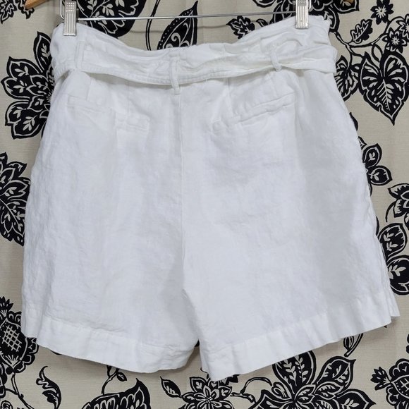 Lauren Ralph Lauren 100% Linen White Shorts With Tie Belt Size 12 - Picture 6 of 10
